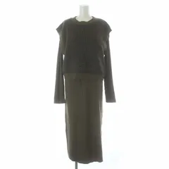 アーバンリサーチ ドアーズ URBAN RESEARCH DOORS 22AW セットアップ 2点セット リブニットワンピース ロング マキシ 長袖 ニットベスト プルオーバー 総柄 M カーキ /KL