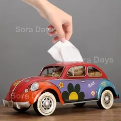 ティッシュケース 車型 ヴィンテージアメリカン風 レトロ アイアン製 おしゃれ クラシック アンティーク風 モダン ポップ インテリア 北欧 リビング 装飾 小物収納 デコレーション ティッシュボックス  33×13×13cm ピンク レッド ブルー