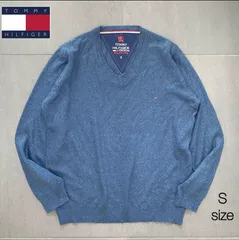 トミーヒルフィガー　旧タグ　ワンポイント刺繍　VネックニットセーターS（大きめ）