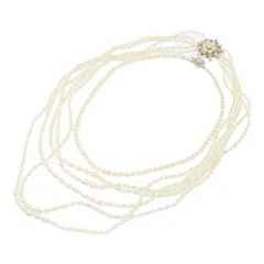 2本セット ミニラウンド×ケシ珠ミックス・アコヤ真珠/Japan Pearl/真珠 パール ネックレス・ペンダント/Silver/銀製-64.5g【♀】【B】【レディース】★■585953【中古】