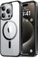 ★NIMASO ケース MagSafe対応 iPhone15ProMax 用 保護ケース 黄変防止 マグネット搭載 マグセーフ対応 耐衝撃 米軍MIL規格 SGS認証 PC背面 傷つけ防止 薄型 ワイヤレス充電対応 ストラップホール付き NSC24F1330