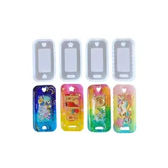 【Ever garden】 シャカシャカ ネームタグ シリコンモールド レジン 小 4個セット プラ板付き 5点セット穴あきタイプ キーホルダー バックチャーム アクセサリー uvレジン シリコン シェイカーモールド 樹脂 型 手作り キット ppシート  0