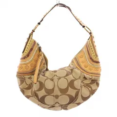 コーチ COACH ソーホーシグネチャーステッチドラージホーボー ワンショルダーバッグ ハンドバッグ キャンバス レザー 切替 ロゴ 茶 ブラウン ベージュ 10483 /BB