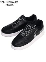 1PIU1UGUALE3 RELAX (ウノ ピュ ウノ ウグァーレ トレ リラックス) ラインストーン ロゴソール ジップアップ ローカットスニーカー 1PRUSX24018 メンズ (ブラック)