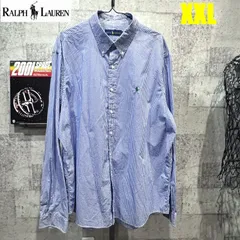 ラルフローレン 正規 ギンガムチェック 長袖 ボタンダウンシャツ XXL ポニー刺繍 青白 POLO RALPHLAUREN ワンポイント