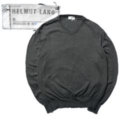 【1999】90s "本人期" HELMUT LANG dark gray cotton V neck knit archive