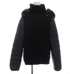 エンポリオアルマーニ EMPORIO ARMANI EA7 ニット切替 ダウンジャケット フード付き プルオーバー S 紺 ネイビー /YMのサムネイル