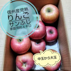 信州産完熟りんご サンふじ　家庭用約４キロ　大きめの甘いりんごです♪　生食用にのサムネイル