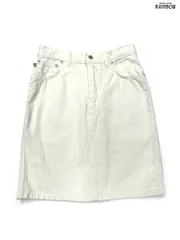 古着 スリット 無地 デニム ミニ丈 タイト スカート 白 (btu2502030)