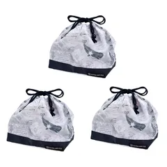 COLORFUL CANDY STYLE 巾着 中 マチ有りお弁当袋(ネームタグ付き) 撥水ノーアイロン クジラと航海日誌 3枚セット 男の子 かっこいい 子供用 キッズ 巾着 巾着袋 お弁当袋 ランチ ランチ袋 幼稚園 お弁当 袋 おしゃれ ポーチ 小学