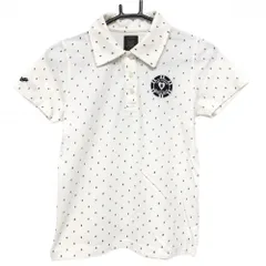 【美品】エドウィンゴルフ 半袖ポロシャツ 白×ブルー×黒 総柄 レディース S ゴルフウェア EDWIN GOLF