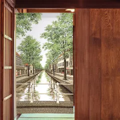 【MINIBOX のれん制作工房 正規販売店舗】【匿名配送 ネコポス 全国送料無料】のれん「川沿いの街並み」85x150cm【日本製】スタジオジブリ 家紋 トトロ 千と千尋の神隠し 風景 景色 和柄 和風目隠し