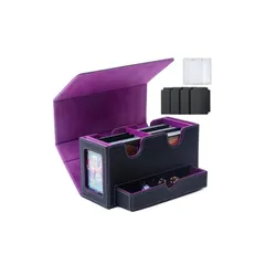 AWESOPAL デッキケース・トレカケース、新登場！マグネットホルダー2個付きのアップグレード版、2つのディスプレイウィンドウと大容量のダイストレイ付き、カードケース トレカ、200枚ダブルスリーブカード対応、4枚の仕切りが付いたトレーディングカードケー 0