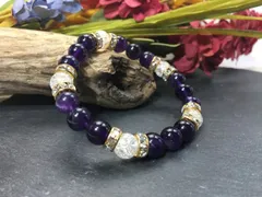 パワーストーン ブレスレット 水晶&クラック水晶  天然石ブレス (シルバー) 8mm レディース  ●