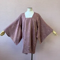 道行　着物　羽織　和装コート　枝　草　紫　リサイクル着物　c-685