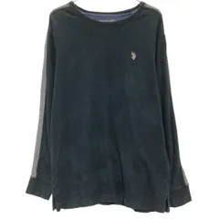 U.S. POLO ASSN. 長袖 ロゴ ワッフルTシャツ M ブラック グレー ユーエスポロアッスン ロンT ロングTシャツ 古着卸 アメリカ仕入 a703-5659