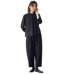 [ニッセン] ブラックフォーマル 【喪服・礼服】 日本製生地使用 洗える防しわラグランスリーブデザインブラウス＋ワイドパンツセットアップ｜大きいサイズ有〔Neina〕 黒 3L