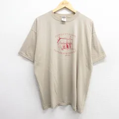 XL/古着 フルーツオブザルーム 半袖 ビンテージ Tシャツ メンズ 90s 建物 大きいサイズ クルーネック ベージュ系 カーキ 25apr05 中古