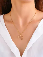 ジュエリー レディース ネックレス ペンダント ステンレススチール製ネックレス ホロー アフリカマップ チョーカー レディース クラビクル チェーンネックレス、ジュエリー、ギフトに最適