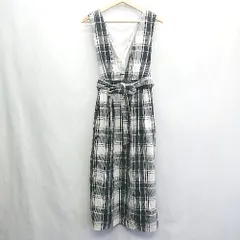 ◇ ⊇ ROPE PICNIC チェック柄 ウエストベルト付き ロング丈 ワンピース サイズ38 ブラック グレー ホワイト レディース E  【1408220039548】