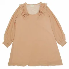 美品 ヴェロフォンナ Re.Verofonna リボン フリル シフォン ワンピース 長袖 膝丈 ハーフ ピンタック サイズ38 ピンク ベージュ レディース/4/BLM5のサムネイル