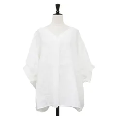 【美品】URBAN RESEARCH DOORS アーバンリサーチドアーズ ブラウス ホワイト 白 サイズ:M | 25春夏 リネン ギャザースリーブ Vネック ブラウス / シャツ | プルオーバー 半袖 ワイド ドルマンスリーブ【レディース】【中古】