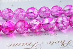 8mm クラック水晶（爆裂水晶） （ピンク） １連（約38cm） パワーストーン 天然石 _R1585-8