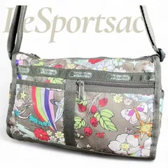 【MY0007】LeSportsacレスポートサック 中古品 レディース ショルダーバッグ 斜め掛け 肩掛け ナイロン カーキ 花柄
