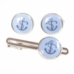 SWANK & Royal Copenhagen スワンク & ロイヤルコペンハーゲン ブルーアンカーカフスボタン・ネクタイピンセット