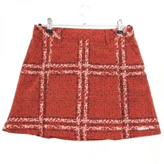 【超美品】アディダス スカート レッド×白 ローズ柄 チェック風  レディース M/M ゴルフウェア adidas