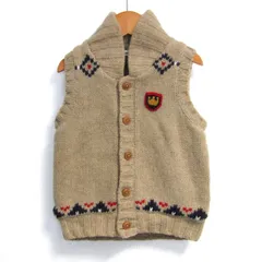 ファミリア ニットベスト ジャケット アウター 前ボタン ファミちゃん ベビー 男の子用 90サイズ ベージュ Familiar 【中古】