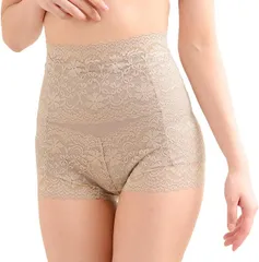 Laulea Akoakoa(ラウレアアコアコア) ハイウエスト ショーツ ガードル レディース 補正下着 パワーネット レース 女性下着 ウエストシェイパー お腹引き締めショーツ( ハイウエストショーツガードル モカ,  M)