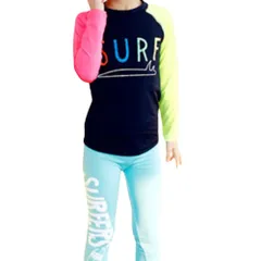 ☆ ブルー ☆ XL ☆ 水着 女の子 子供 長袖 上下セット かわいい kswa7012 水着 長袖 女の子 セパレート フィットネス水着 ラッシュガード レギンス スイムスーツ スイムウェア 子供水着 みずぎ セットアップ 子供 子ども こども キッズ