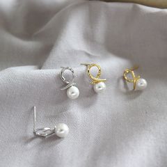 E010 ピアス イヤリング パール リボン ミニピアス かわいい silver925 シルバー ホワイト ゴールド