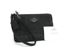 ■美品■ COACH コーチ レザー スタッズ マルチポーチ マルチケース 小物入れ レディース ブラック系 DJ0522