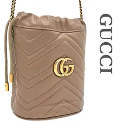 GUCCI ミニショルダーバッグ GGマーモント ピンクベージュ 100T GUCCI ミニショルダーバッグ GGマーモント ピンクベージュ 100T