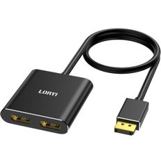 ★Loryi DisplayPort to デュアル DisplayPort 分配器 スプリッター 4K60Hz DisplayPort 1.4 ハブ デュアルモニター 拡張 モード対応 ミラーモード 1 in 2 Out DisplayPort ハブ