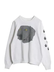 【お得なクーポン配布中!】 80s USA製 ドッグ アート イラスト プリント スウェット メンズ レディース L 小さめ M / ヴィンテージ アニマル 犬 トレーナー 裏起毛 白