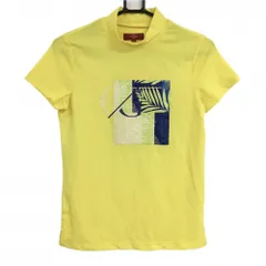 【新品】キャロウェイ レッドレーベル 半袖ハイネックシャツ イエロー×ネイビー リーフ柄プリント レディース S ゴルフウェア Callaway