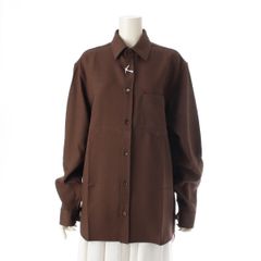 グッチ 24AW ロゴ フルイドドリル サイドスリット 長袖シャツ トップス 784039 ブラウン 38/15【中古】