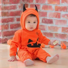 ハロウィン 衣装 子供 カボチャ コスプレ 仮装 コスチューム 男の子 女の子 オールインワン ロンパース パンプキン ベビー 赤ちゃん 幼児 着ぐるみ 秋冬 ハロウィン 仮装 パーティー 小悪魔 キッズ 可愛い WRkL782