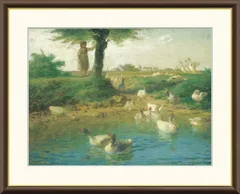 湯布院アンティーク フランソワミレー「晩鐘」複製油彩画19世紀フランス F4 g4-bm104ll.jpg