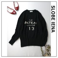定価12100円 SLOBE IENA スローブイエナ  LE BATEAU ロゴ ニット プルオーバー ウール混 Free 黒 ブラック (75Y＋5787)25F☆