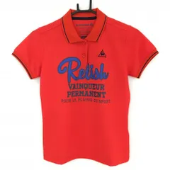 ★特価★【美品】ルコック 半袖ポロシャツ レッド×ネイビー ロゴ刺しゅう レディース M ゴルフウェア le coq sportif