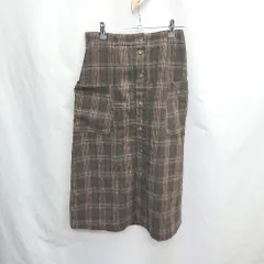 ◇ ⊇ SM2 サマンサ モスモス チェック柄　ロング フロントボタン スカート サイズ ブラウン系 レディース E  【1505290052382】