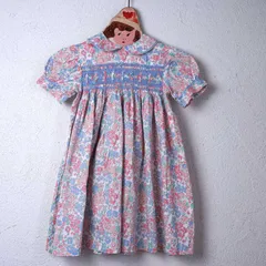 リバティプリントにスモッキングの幼児ワンピース gd-236