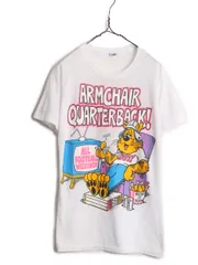 【お得なクーポン配布中!】 80s USA製 フットボール ジョーク イラスト プリント Tシャツ メンズ M / 80年代 ヴィンテージ アメフト キャラクター シングルステッチ 白