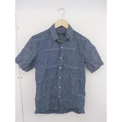 ◇ nano universe ナノ ユニバース 総柄 半袖 シャツ ブラウス サイズS ネイビー系 グレー メンズ  【中古】 【1204210007463】