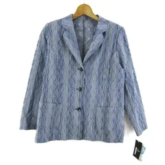 ノアジェ テーラードジャケット アウター コットン 未使用品 レディース Lサイズ 紺×白 NOA-GE