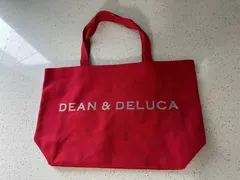 DEAN&DELUCA　ディーン＆デルーカ　トートバック エコバッグ 　コットン　レディースＬサイズ　レッド（ロゴ：シルバー）
